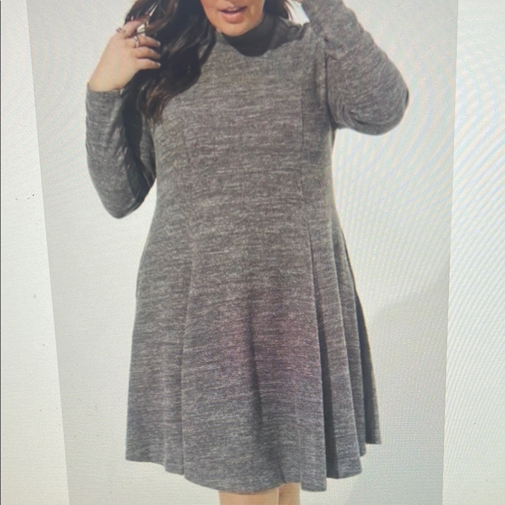 Torrid 1 (1x 14/16) Super Soft Plush Grey Hacci Mock Neck Dress NWT
